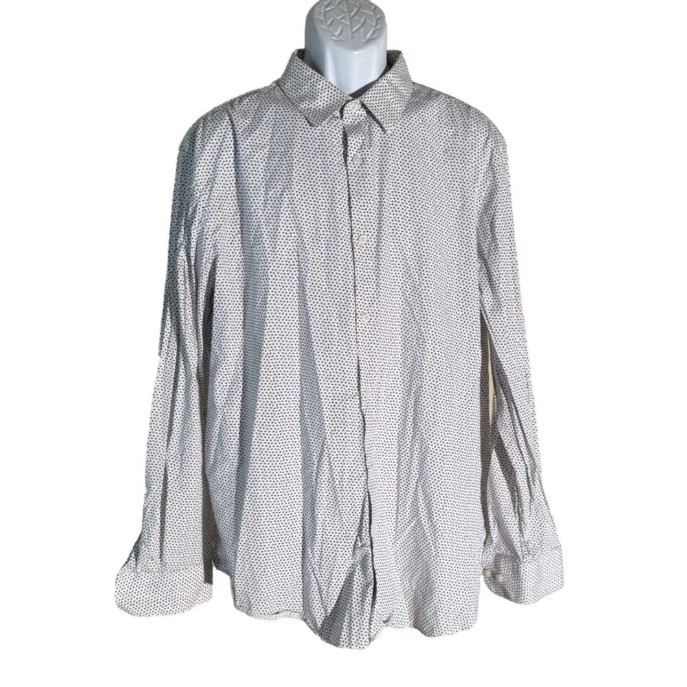 PERRY‎ ELLIS Men's Long Sleeve Button Down Stretch Shirt White XXL